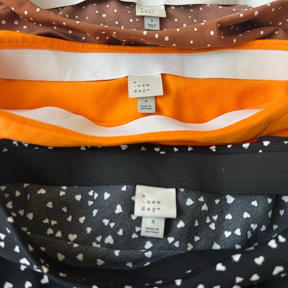 A New Day silk skirt trio (hearts, solid & dots)
